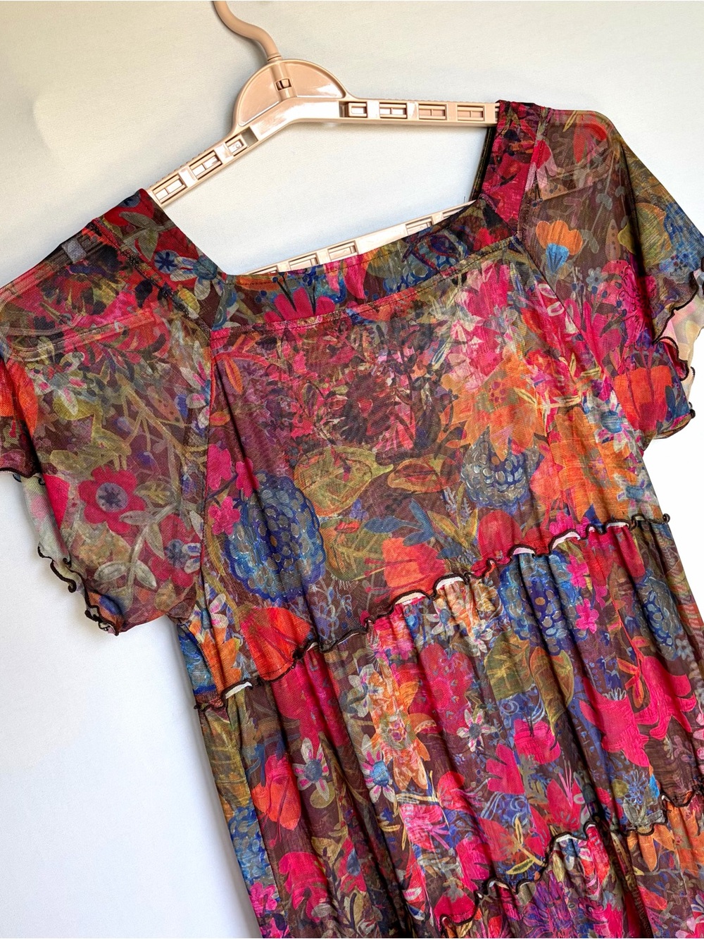 Natural Life Maxi Dress Sz M Berkley Mesh Tiered Cottagecore Peasant Boho - Picture 6 of 16